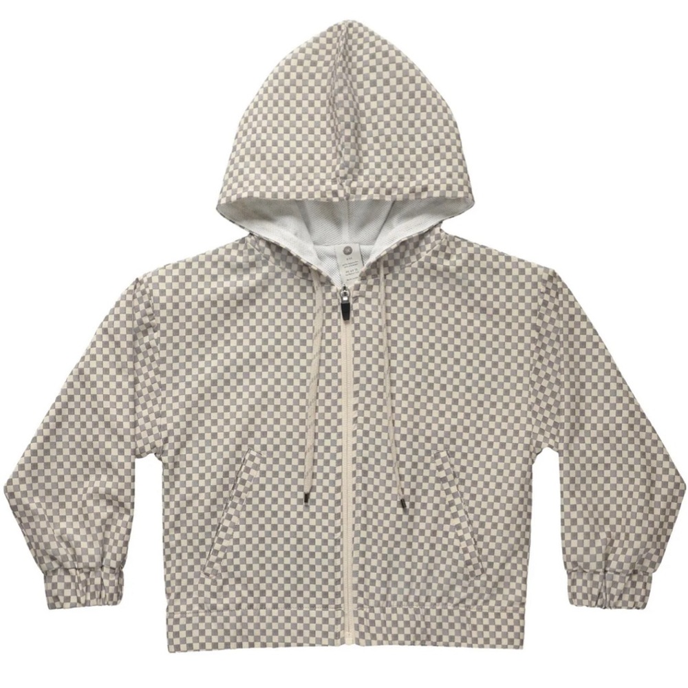 Rylee + Cru ‘Play x Play’ Grey Micro Check Windbreaker size 6/7 BNWOT